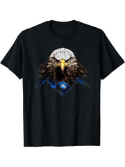 Bald Eagle Geometric T-Shirt 180G 100% Cotton Printed Round Neck Short-Sleeve T-Shirt, Gifts for Men Dad Husband Grandpa, S-XXXL, Black