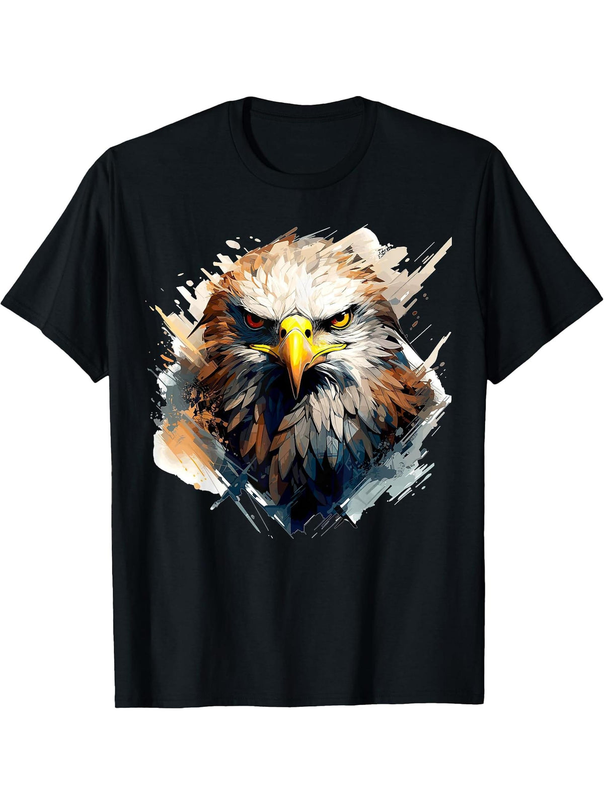 Eagle Design Falconer Hunter Nature Ornithologist Bald Eagle T-Shirt 180G 100% Cotton Printed Round Neck Short-Sleeve T-Shirt, Gifts for Men Dad Husband Grandpa, S-XXXL, Black