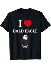 Bird Raptor Simple Bird Eagle Bird i love Bald Eagle T-Shirt 180G 100% Cotton Printed Round Neck Short-Sleeve T-Shirt, Gifts for Men Dad Husband Grandpa, S-XXXL, Black
