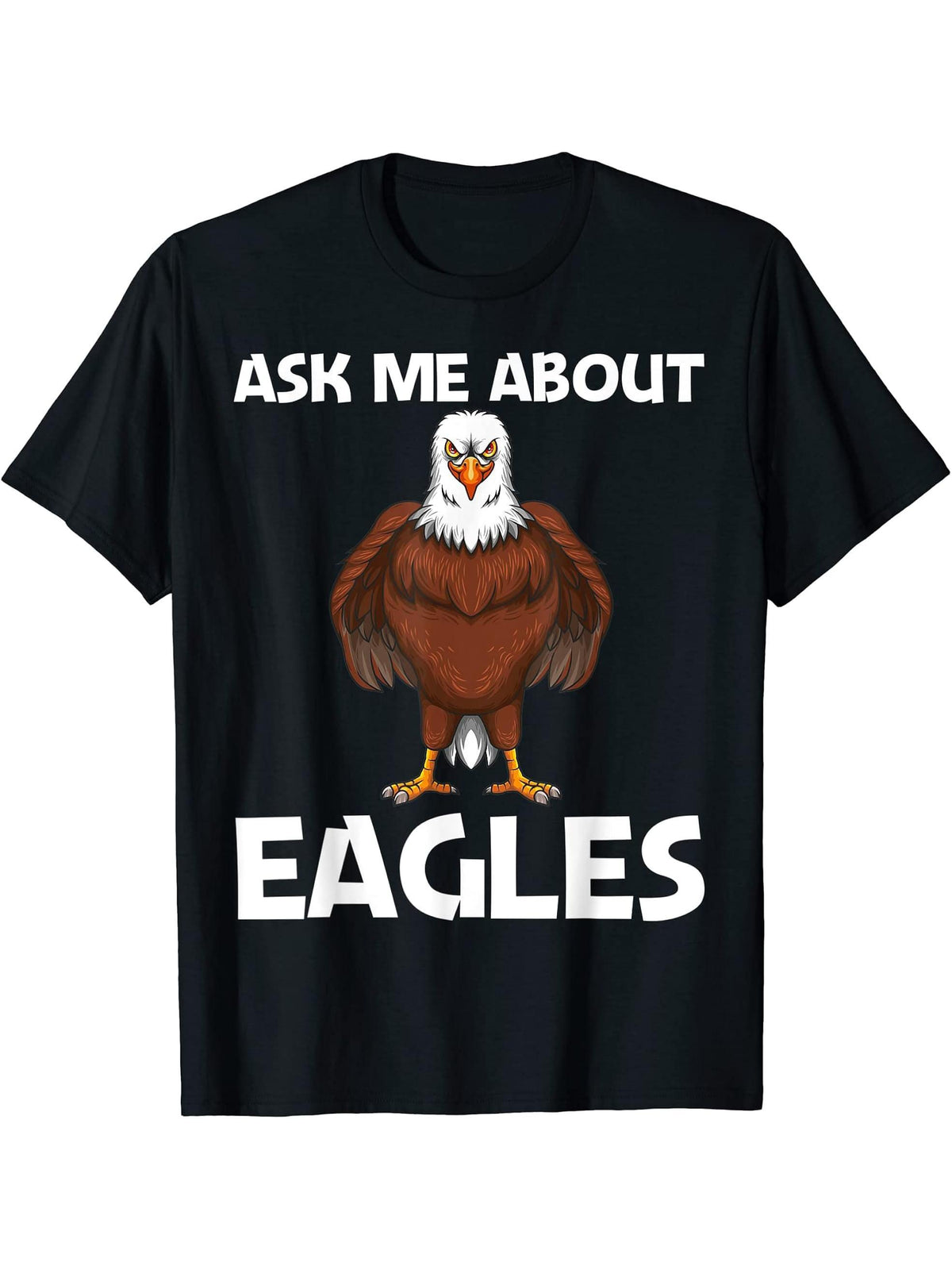 Cool Eagle Design For Men Women Bald Eagle Animal Bird Lover T-Shirt 180G 100% Cotton Printed Round Neck Short-Sleeve T-Shirt, Gifts for Men Dad Husband Grandpa, S-XXXL, Black