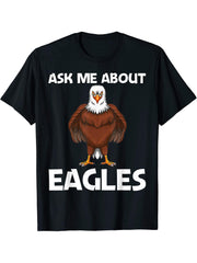 Cool Eagle Design For Men Women Bald Eagle Animal Bird Lover T-Shirt 180G 100% Cotton Printed Round Neck Short-Sleeve T-Shirt, Gifts for Men Dad Husband Grandpa, S-XXXL, Black