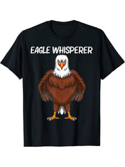 Cool Eagle Design For Men Women Bald Eagle Animal Bird Lover T-Shirt 180G 100% Cotton Printed Round Neck Short-Sleeve T-Shirt, Gifts for Men Dad Husband Grandpa, S-XXXL, Black