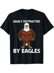 Cool Eagle Design For Men Women Bald Eagle Animal Bird Lover T-Shirt 180G 100% Cotton Printed Round Neck Short-Sleeve T-Shirt, Gifts for Men Dad Husband Grandpa, S-XXXL, Black