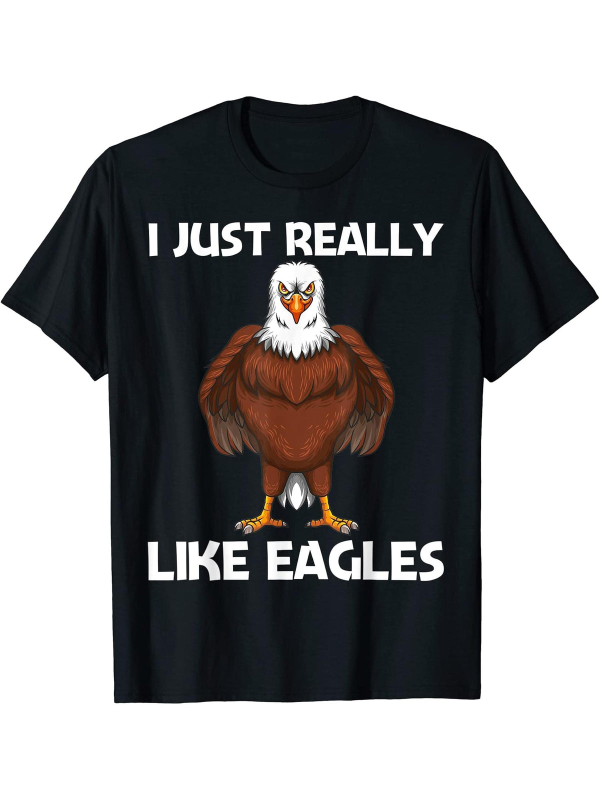 Cool Eagle Design For Men Women Bald Eagle Animal Bird Lover T-Shirt 180G 100% Cotton Printed Round Neck Short-Sleeve T-Shirt, Gifts for Men Dad Husband Grandpa, S-XXXL, Black