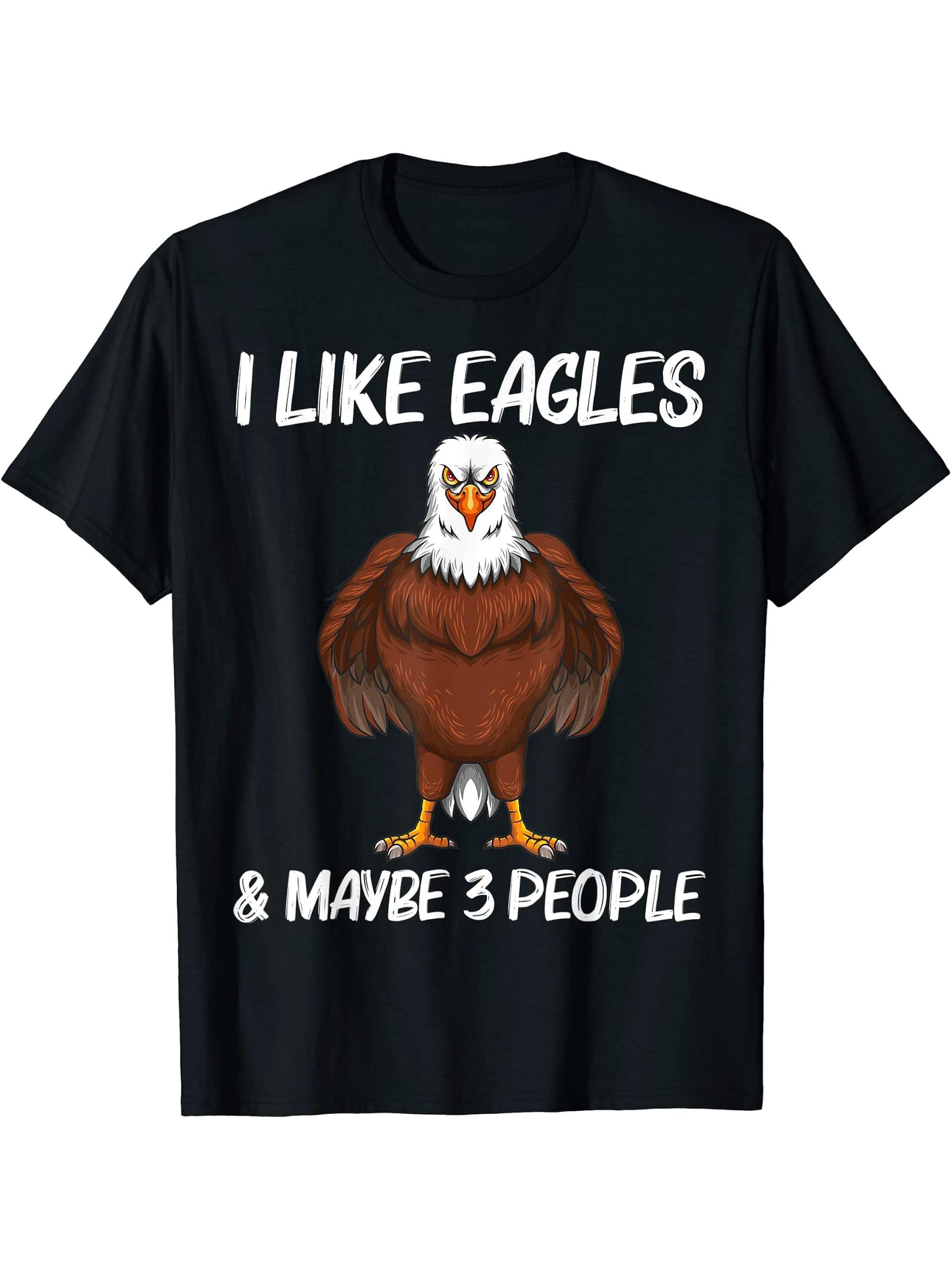 Cool Eagle Design For Men Women Bald Eagle Animal Bird Lover T-Shirt 180G 100% Cotton Printed Round Neck Short-Sleeve T-Shirt, Gifts for Men Dad Husband Grandpa, S-XXXL, Black