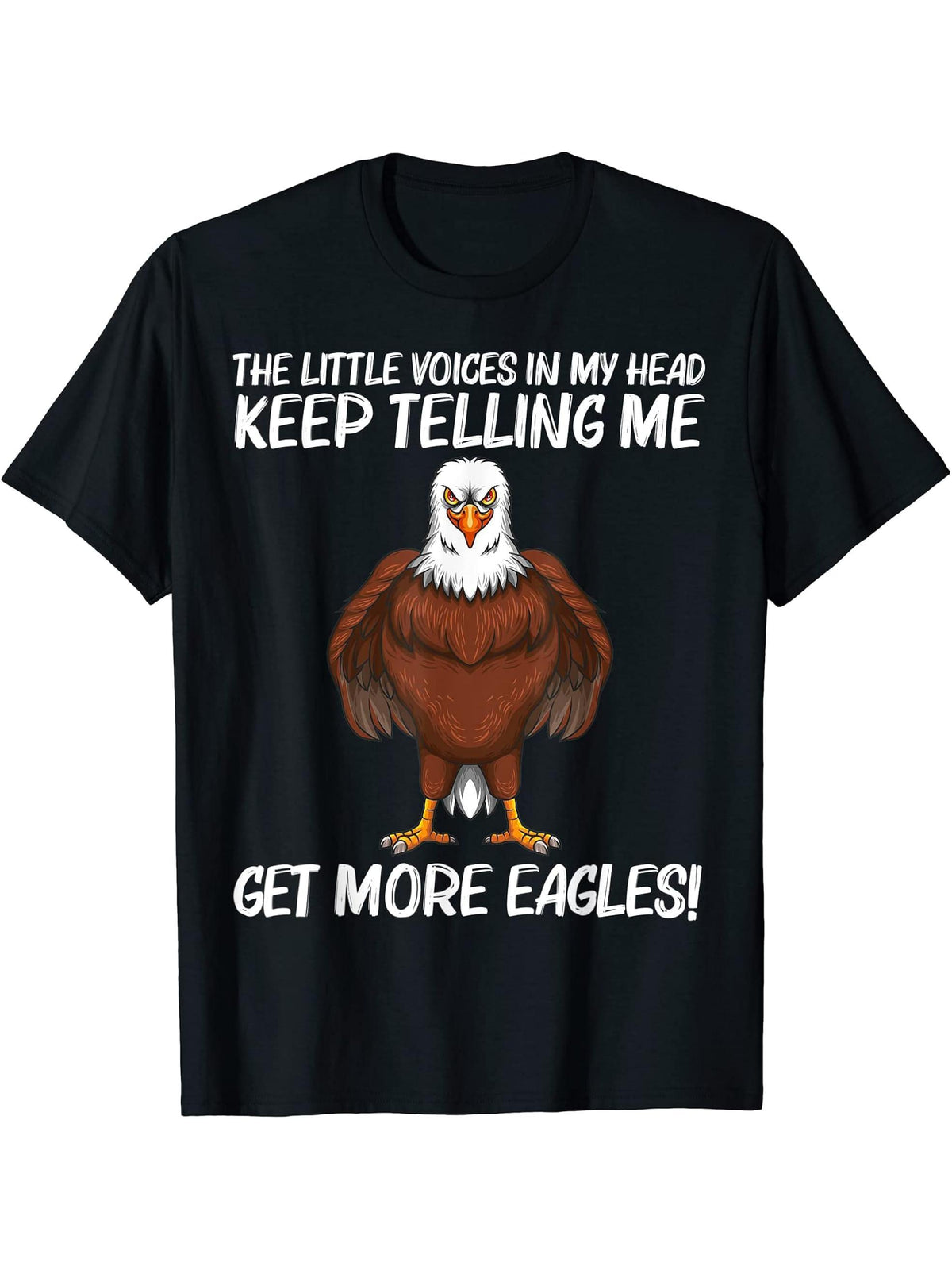 Cool Eagle Design For Men Women Bald Eagle Animal Bird Lover T-Shirt 180G 100% Cotton Printed Round Neck Short-Sleeve T-Shirt, Gifts for Men Dad Husband Grandpa, S-XXXL, Black