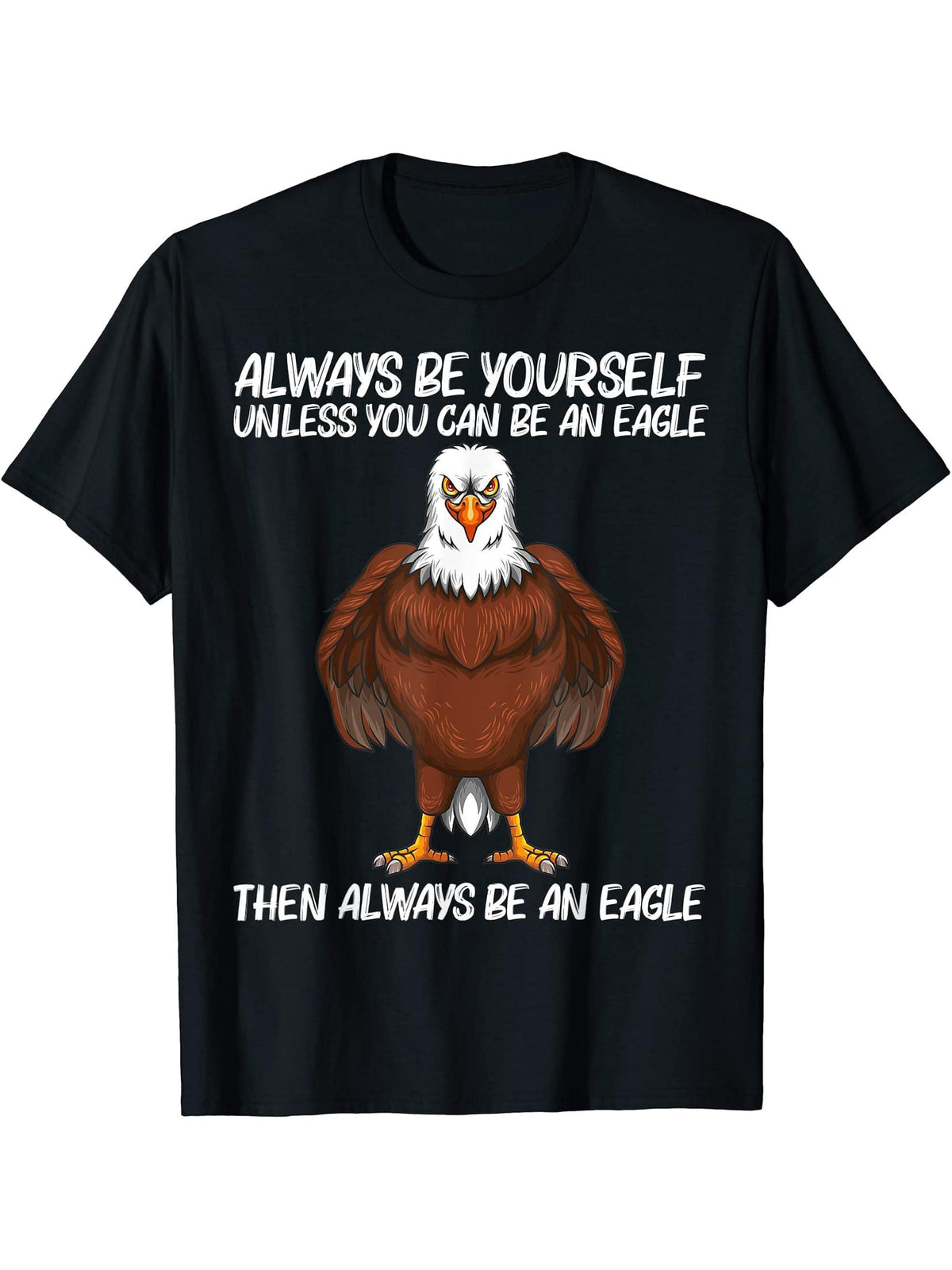 Cool Eagle Design For Men Women Bald Eagle Animal Bird Lover T-Shirt 180G 100% Cotton Printed Round Neck Short-Sleeve T-Shirt, Gifts for Men Dad Husband Grandpa, S-XXXL, Black