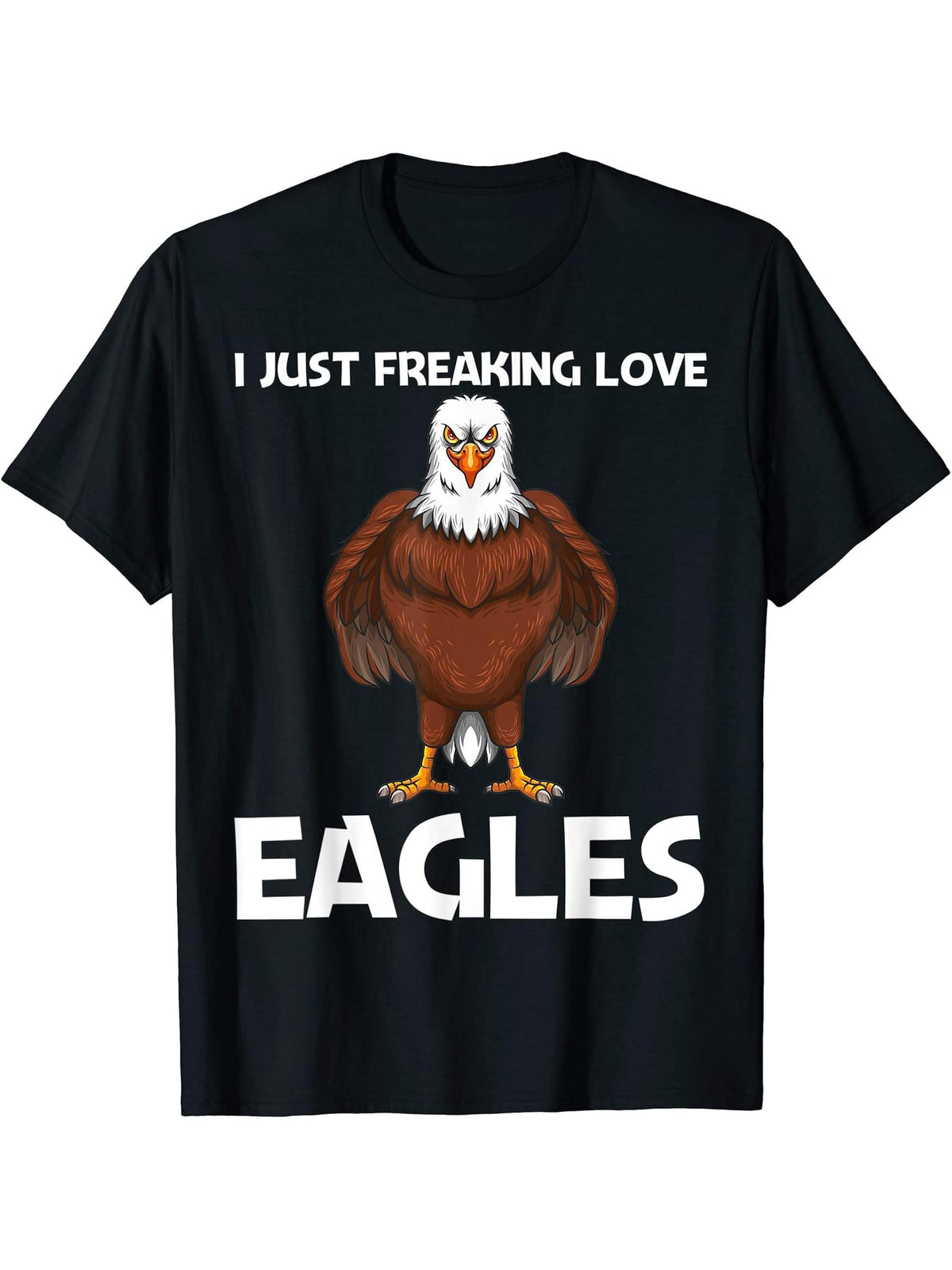 Cool Eagle Design For Men Women Bald Eagle Animal Bird Lover T-Shirt 180G 100% Cotton Printed Round Neck Short-Sleeve T-Shirt, Gifts for Men Dad Husband Grandpa, S-XXXL, Black