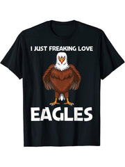 Cool Eagle Design For Men Women Bald Eagle Animal Bird Lover T-Shirt 180G 100% Cotton Printed Round Neck Short-Sleeve T-Shirt, Gifts for Men Dad Husband Grandpa, S-XXXL, Black