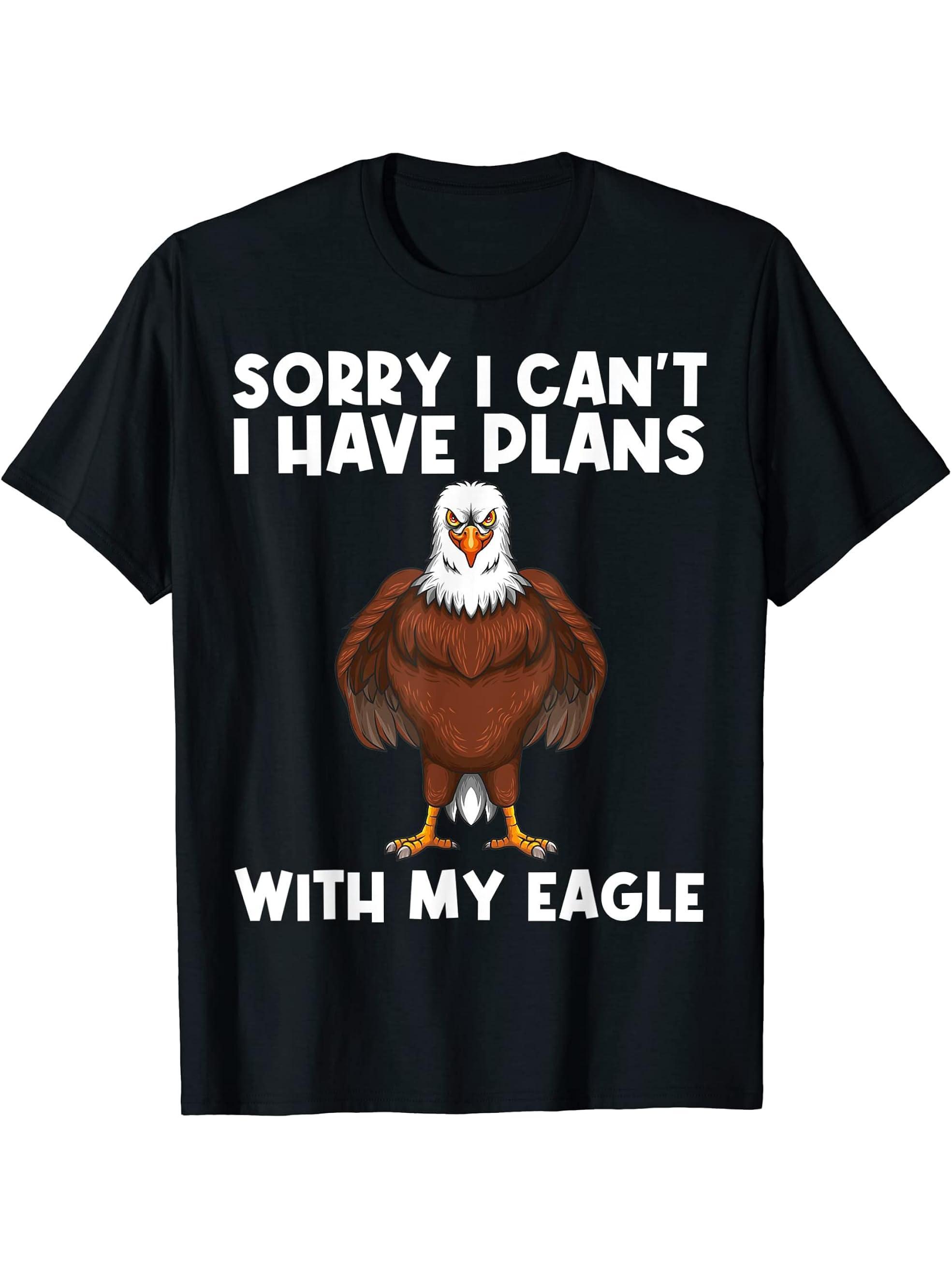 Cool Eagle Design For Men Women Bald Eagle Animal Bird Lover T-Shirt 180G 100% Cotton Printed Round Neck Short-Sleeve T-Shirt, Gifts for Men Dad Husband Grandpa, S-XXXL, Black