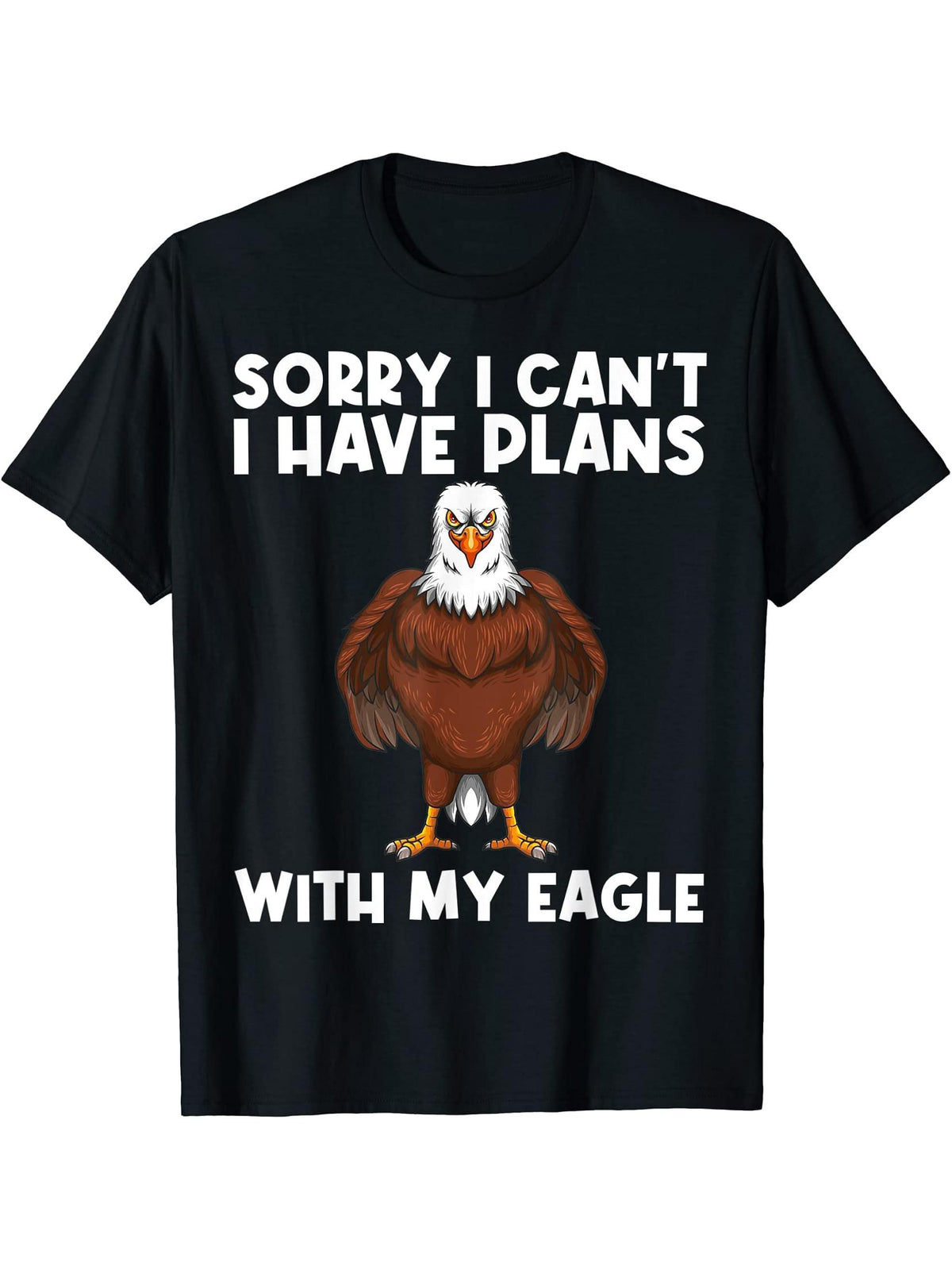 Cool Eagle Design For Men Women Bald Eagle Animal Bird Lover T-Shirt 180G 100% Cotton Printed Round Neck Short-Sleeve T-Shirt, Gifts for Men Dad Husband Grandpa, S-XXXL, Black