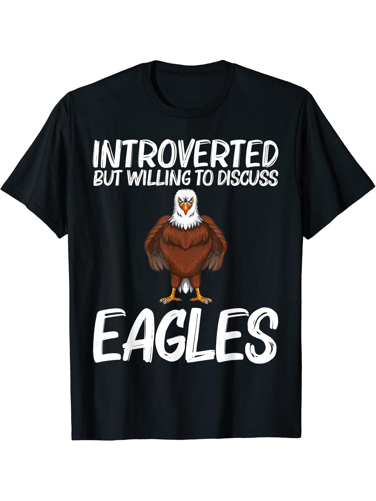 Cool Eagle Design For Men Women Bald Eagle Animal Bird Lover T-Shirt 180G 100% Cotton Printed Round Neck Short-Sleeve T-Shirt, Gifts for Men Dad Husband Grandpa, S-XXXL, Black