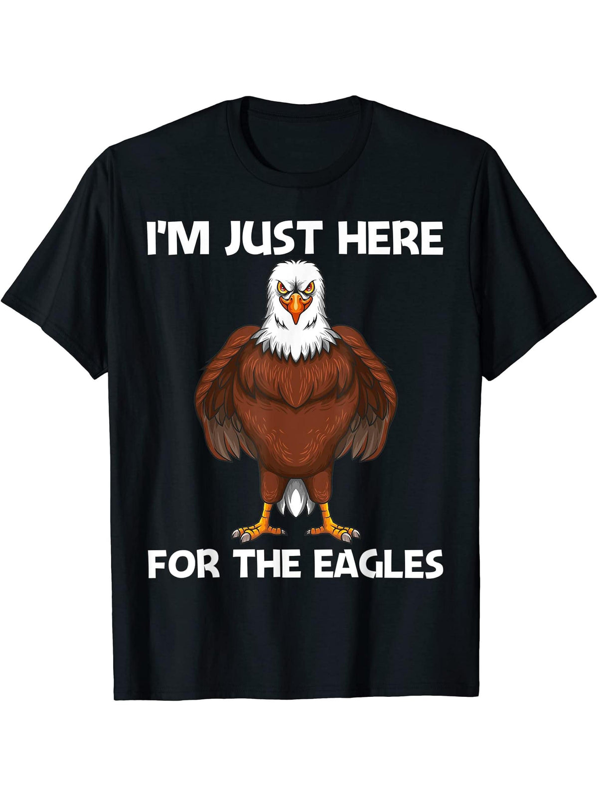 Cool Eagle Design For Men Women Bald Eagle Animal Bird Lover T-Shirt 180G 100% Cotton Printed Round Neck Short-Sleeve T-Shirt, Gifts for Men Dad Husband Grandpa, S-XXXL, Black
