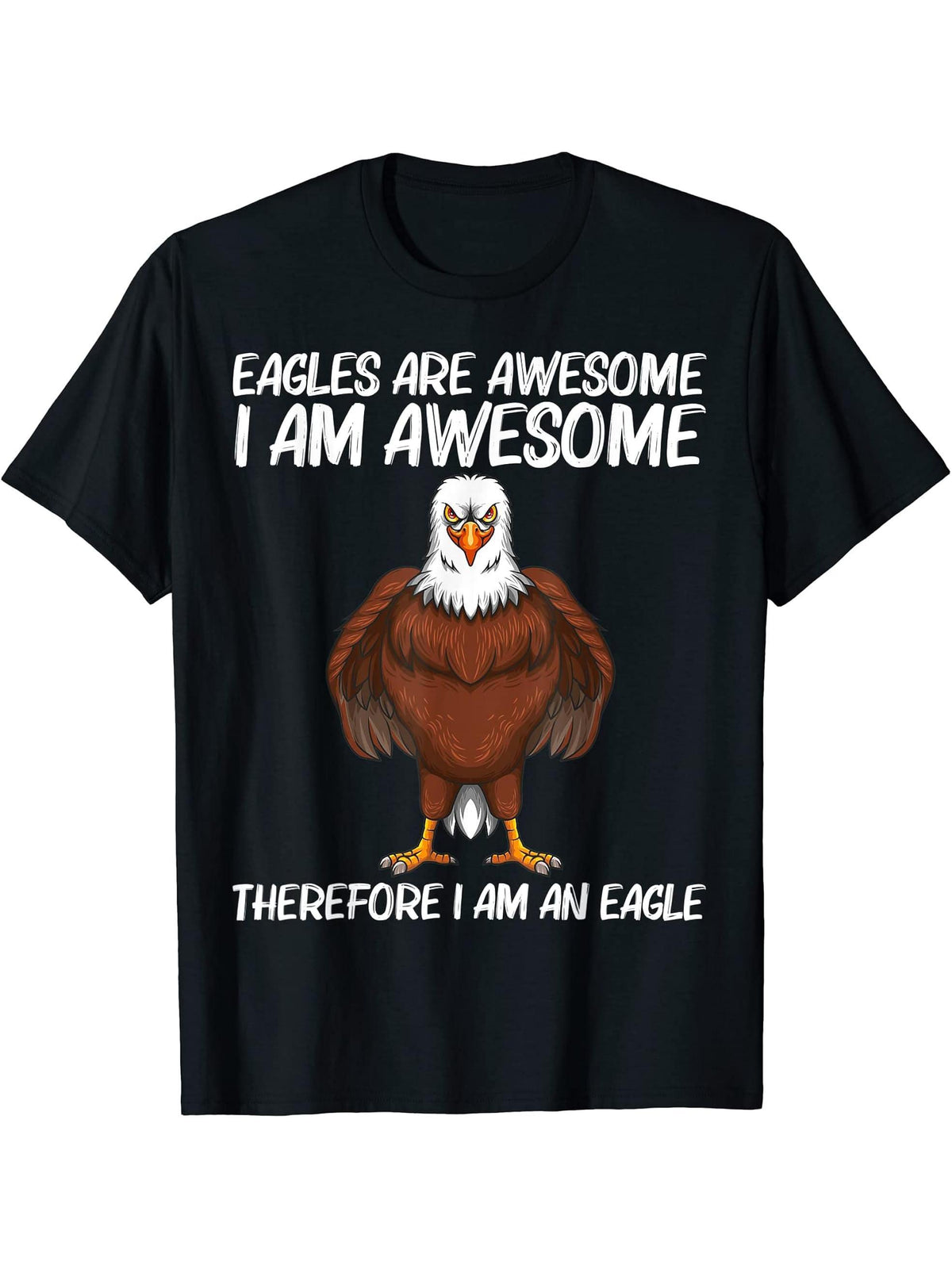 Cool Eagle Design For Men Women Bald Eagle Animal Bird Lover T-Shirt 180G 100% Cotton Printed Round Neck Short-Sleeve T-Shirt, Gifts for Men Dad Husband Grandpa, S-XXXL, Black