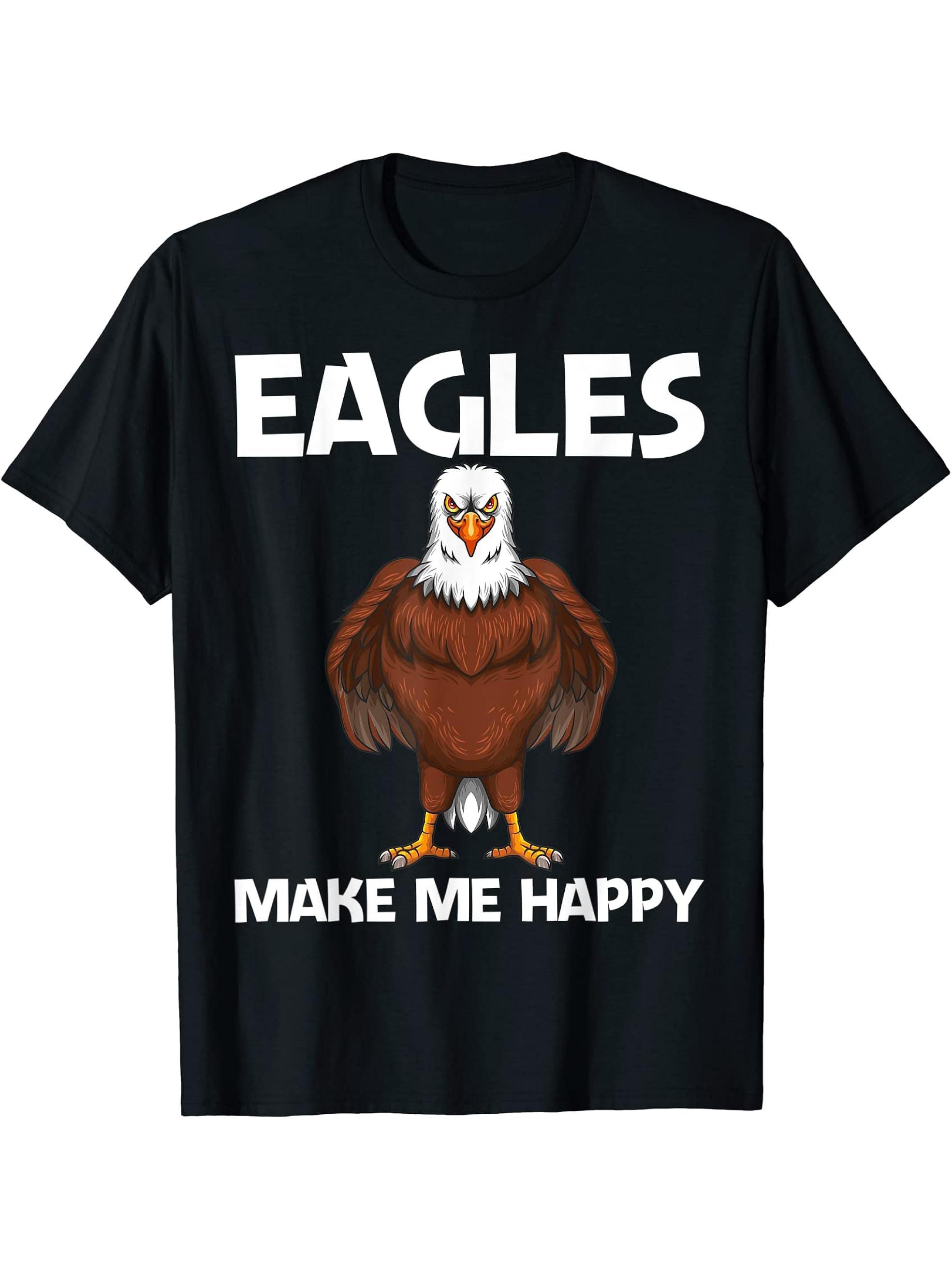 Cool Eagle Design For Men Women Bald Eagle Animal Bird Lover T-Shirt 180G 100% Cotton Printed Round Neck Short-Sleeve T-Shirt, Gifts for Men Dad Husband Grandpa, S-XXXL, Black