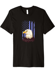 Eagle Flag Blue Bald Eagle American Patriotic Premium T-Shirt 180G 100% Cotton Printed Round Neck Short-Sleeve T-Shirt, Gifts for Men Dad Husband Grandpa, S-XXXL, Black