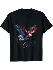 Fearless And Free Bald Eagle T-Shirt 180G 100% Cotton Printed Round Neck Short-Sleeve T-Shirt, Gifts for Men Dad Husband Grandpa, S-XXXL, Black