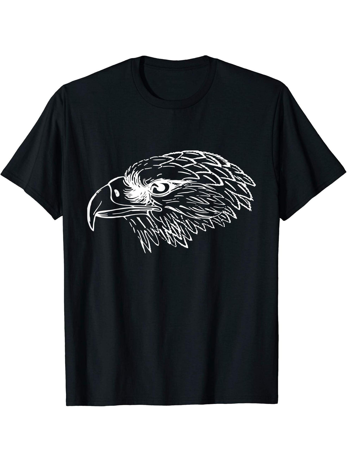 Eagle Head Shirt Bald Eagle Ornithology T-Shirt 180G 100% Cotton Printed Round Neck Short-Sleeve T-Shirt, Gifts for Men Dad Husband Grandpa, S-XXXL, Black