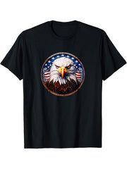 COOL BALD EAGLE DESIGN T-Shirt 180G 100% Cotton Printed Round Neck Short-Sleeve T-Shirt, Gifts for Men Dad Husband Grandpa, S-XXXL, Black