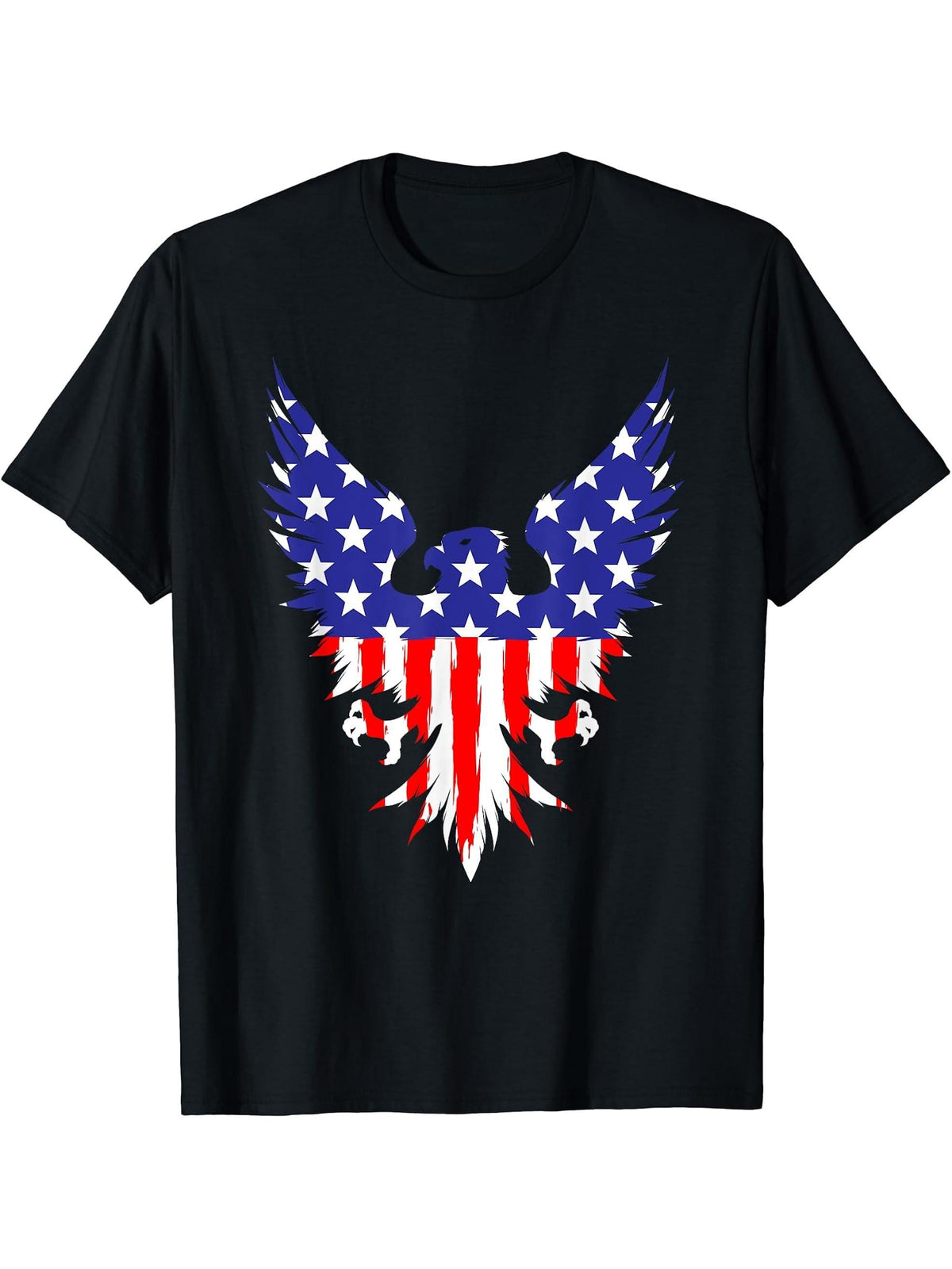 United States Bald Eagle - Patriotic Symbol American Flag T-Shirt 180G 100% Cotton Printed Round Neck Short-Sleeve T-Shirt, Gifts for Men Dad Husband Grandpa, S-XXXL, Black