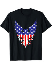United States Bald Eagle - Patriotic Symbol American Flag T-Shirt 180G 100% Cotton Printed Round Neck Short-Sleeve T-Shirt, Gifts for Men Dad Husband Grandpa, S-XXXL, Black