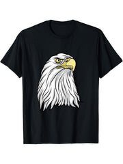 Bald Eagle Head USA Patriot T-Shirt Save The Eagles Fly T-Shirt 180G 100% Cotton Printed Round Neck Short-Sleeve T-Shirt, Gifts for Men Dad Husband Grandpa, S-XXXL, Black