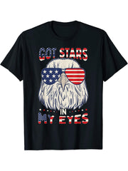 Bald Eagle Independence Day 4th July T-Shirt 180G 100% Cotton Printed Round Neck Short-Sleeve T-Shirt, Gifts for Men Dad Husband Grandpa, S-XXXL, Black
