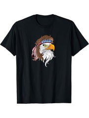 USA Bald Eagle Mullet T Shirt 180G 100% Cotton Printed Round Neck Short-Sleeve T-Shirt, Gifts for Men Dad Husband Grandpa, S-XXXL, Black