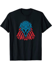 July 4th - Bald Eagle Merica USA patriotic T-Shirt 180G 100% Cotton Printed Round Neck Short-Sleeve T-Shirt, Gifts for Men Dad Husband Grandpa, S-XXXL, Black