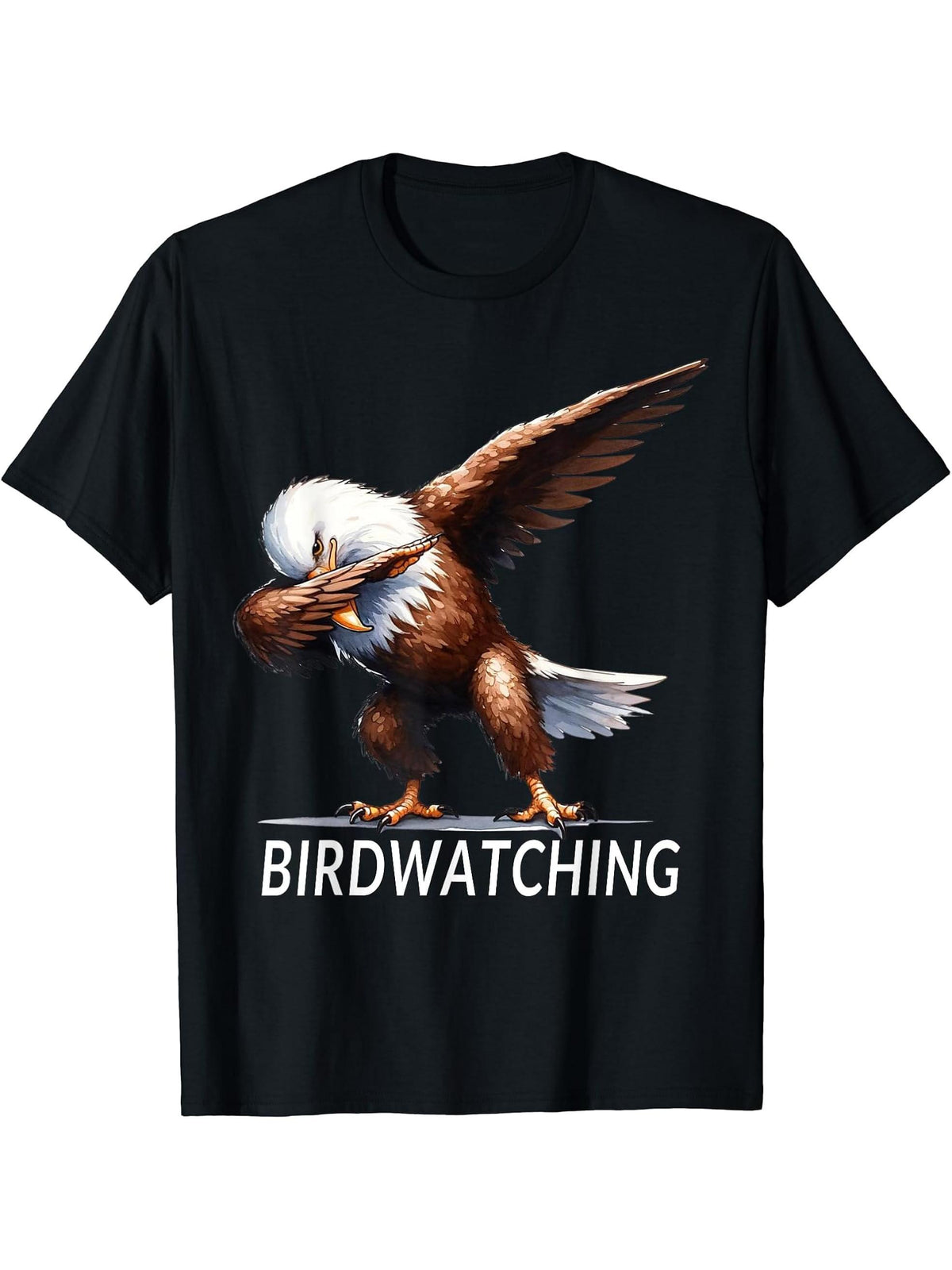 Bald Eagle Funny Dabbing T-Shirt 180G 100% Cotton Printed Round Neck Short-Sleeve T-Shirt, Gifts for Men Dad Husband Grandpa, S-XXXL, Black