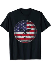 Liberty 4th Of July USA Flag Pride Proud American Bald Eagle T-Shirt 180G 100% Cotton Printed Round Neck Short-Sleeve T-Shirt, Gifts for Men Dad Husband Grandpa, S-XXXL, Black