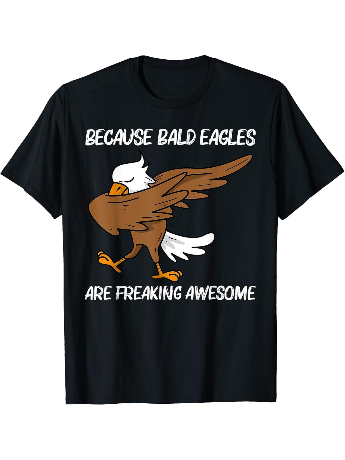 Cool Eagle For Men Women Dabbing Bald Flying Animal T-Shirt 180G 100% Cotton Printed Round Neck Short-Sleeve T-Shirt, Gifts for Men Dad Husband Grandpa, S-XXXL, Black