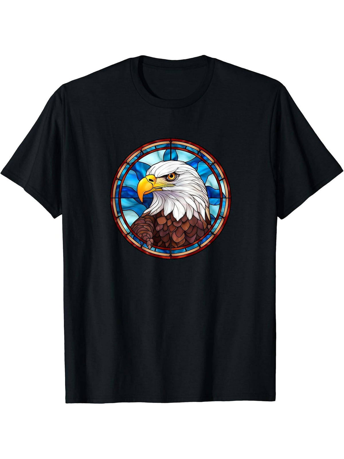 BALD EAGLE DESIGN T-Shirt 180G 100% Cotton Printed Round Neck Short-Sleeve T-Shirt, Gifts for Men Dad Husband Grandpa, S-XXXL, Black