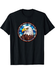 BALD EAGLE DESIGN T-Shirt 180G 100% Cotton Printed Round Neck Short-Sleeve T-Shirt, Gifts for Men Dad Husband Grandpa, S-XXXL, Black