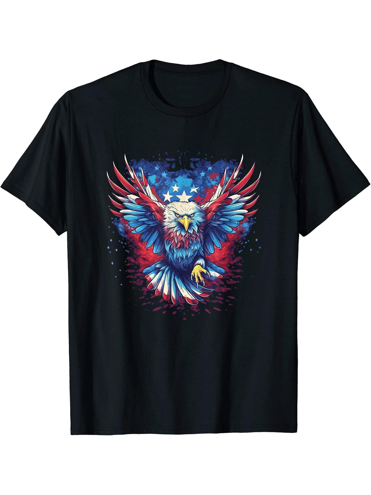 American Bald Eagle Men Women Boy Girl T-Shirt 180G 100% Cotton Printed Round Neck Short-Sleeve T-Shirt, Gifts for Men Dad Husband Grandpa, S-XXXL, Black