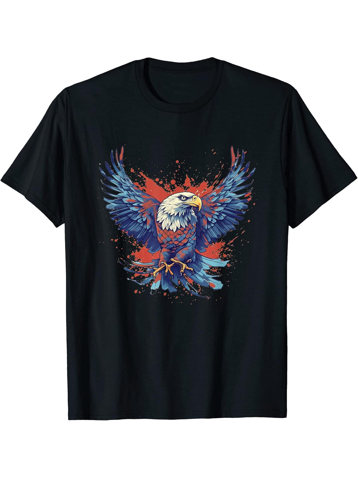 American Bald Eagle Men Women Boy Girl T-Shirt 180G 100% Cotton Printed Round Neck Short-Sleeve T-Shirt, Gifts for Men Dad Husband Grandpa, S-XXXL, Black