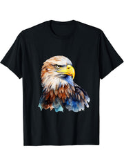 Bald Eagle | American Nature Animal T-Shirt 180G 100% Cotton Printed Round Neck Short-Sleeve T-Shirt, Gifts for Men Dad Husband Grandpa, S-XXXL, Black