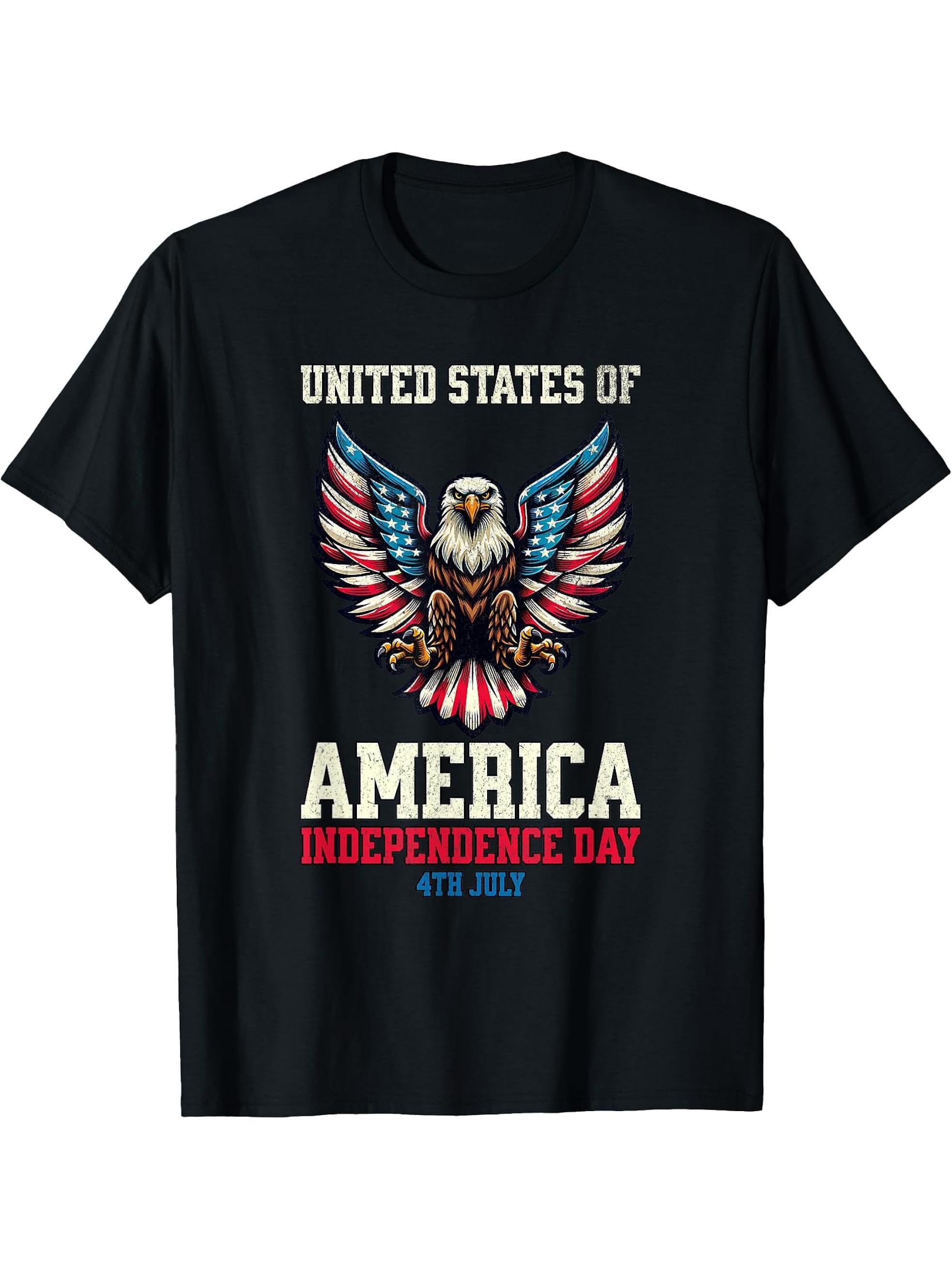 Bald Eagle is Beautiful - 4th of July Independence Day T-Shirt 180G 100% Cotton Printed Round Neck Short-Sleeve T-Shirt, Gifts for Men Dad Husband Grandpa, S-XXXL, Black
