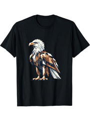 Geometric Art Bald Eagle Bald Eagles T-Shirt 180G 100% Cotton Printed Round Neck Short-Sleeve T-Shirt, Gifts for Men Dad Husband Grandpa, S-XXXL, Black
