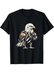 Geometric Art Bald Eagle Bald Eagles T-Shirt 180G 100% Cotton Printed Round Neck Short-Sleeve T-Shirt, Gifts for Men Dad Husband Grandpa, S-XXXL, Black