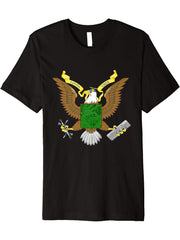 Bald Eagle Unix Premium T-Shirt 180G 100% Cotton Printed Round Neck Short-Sleeve T-Shirt, Gifts for Men Dad Husband Grandpa, S-XXXL, Black