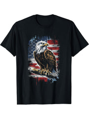 Patriotic Grunge 4th of July T-Shirt 180G 100% Cotton Printed Round Neck Short-Sleeve T-Shirt, Gifts for Men Dad Husband Grandpa, S-XXXL, Black
