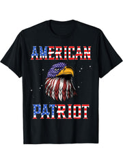 American Patriot Eagle Patriotic Shirts Men Women 4th July T-Shirt 180G 100% Cotton Printed Round Neck Short-Sleeve T-Shirt, Gifts for Men Dad Husband Grandpa, S-XXXL, Black