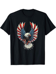 USA Eagle T-shirt - Stars & Stripes Bald Eagle T-Shirt 180G 100% Cotton Printed Round Neck Short-Sleeve T-Shirt, Gifts for Men Dad Husband Grandpa, S-XXXL, Black