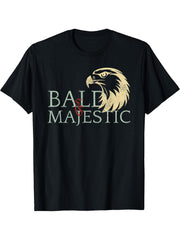 Funny Bald and Majestic Eagle Typography Design T-Shirt 180G 100% Cotton Printed Round Neck Short-Sleeve T-Shirt, Gifts for Men Dad Husband Grandpa, S-XXXL, Black
