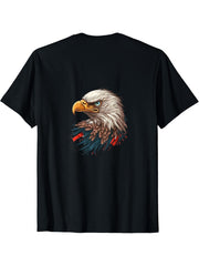 Bald Eagle Graphic Tee T-Shirt 180G 100% Cotton Printed Round Neck Short-Sleeve T-Shirt, Gifts for Men Dad Husband Grandpa, S-XXXL, Black