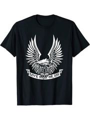 Patriotic Live Free or Die USA Bald Eagle Design T-Shirt 180G 100% Cotton Printed Round Neck Short-Sleeve T-Shirt, Gifts for Men Dad Husband Grandpa, S-XXXL, Black