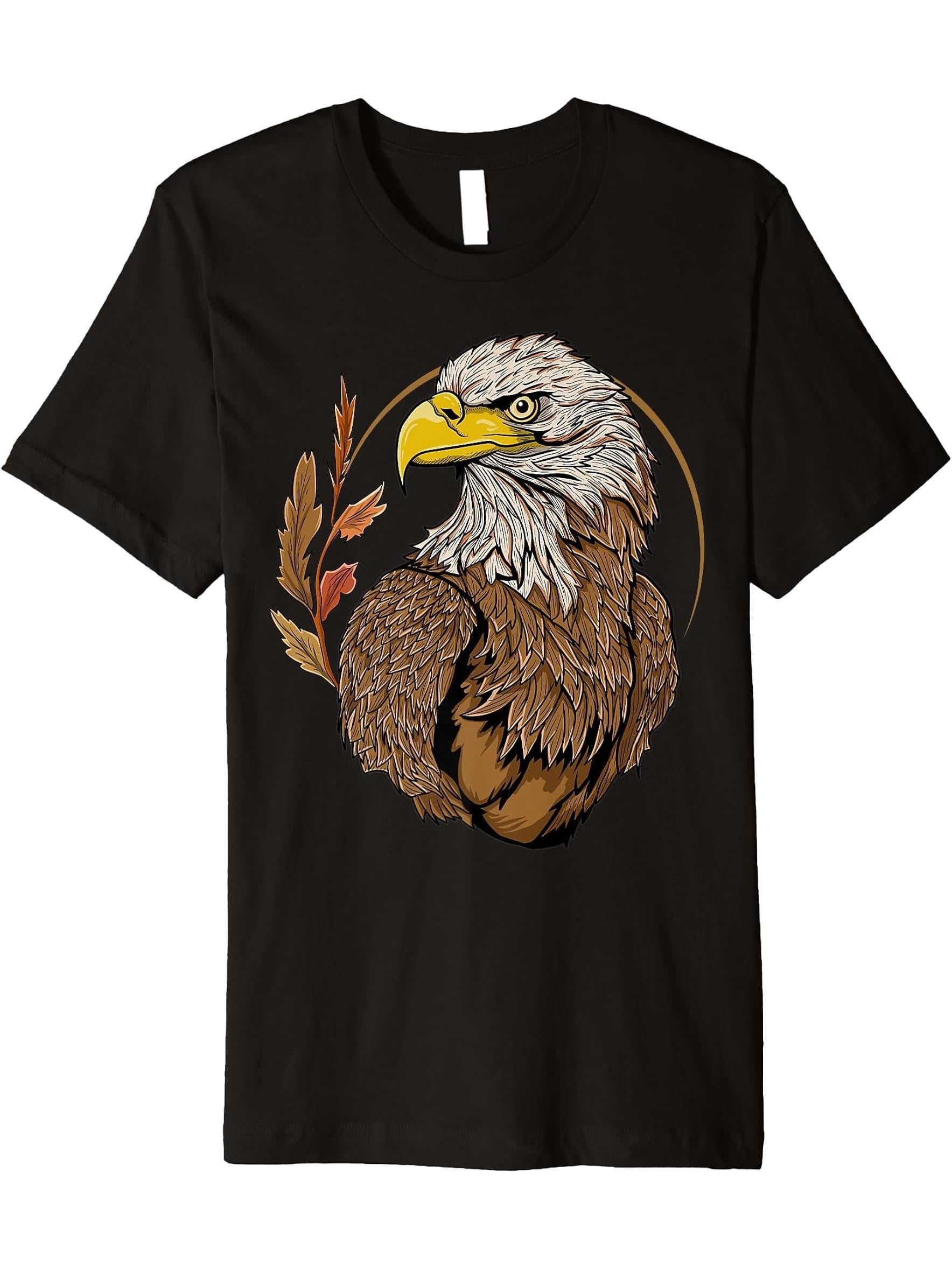 American Nature Bald Eagle Mullet Predator Birds King Lover Premium T-Shirt 180G 100% Cotton Printed Round Neck Short-Sleeve T-Shirt, Gifts for Men Dad Husband Grandpa, S-XXXL, Black