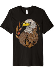 American Nature Bald Eagle Mullet Predator Birds King Lover Premium T-Shirt 180G 100% Cotton Printed Round Neck Short-Sleeve T-Shirt, Gifts for Men Dad Husband Grandpa, S-XXXL, Black