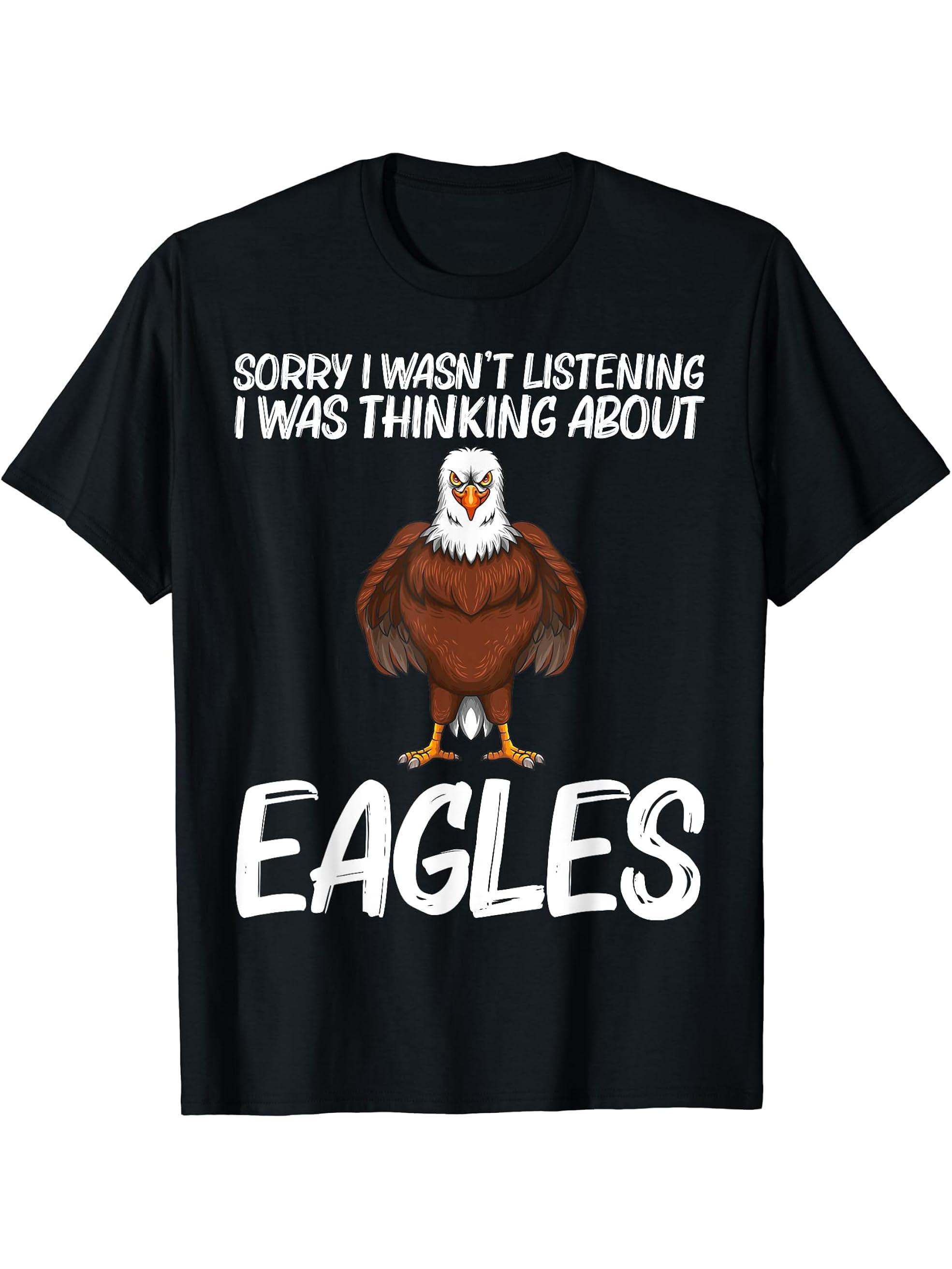 Cool Eagle Design For Men Women Bald Eagle Animal Bird Lover T-Shirt 180G 100% Cotton Printed Round Neck Short-Sleeve T-Shirt, Gifts for Men Dad Husband Grandpa, S-XXXL, Black